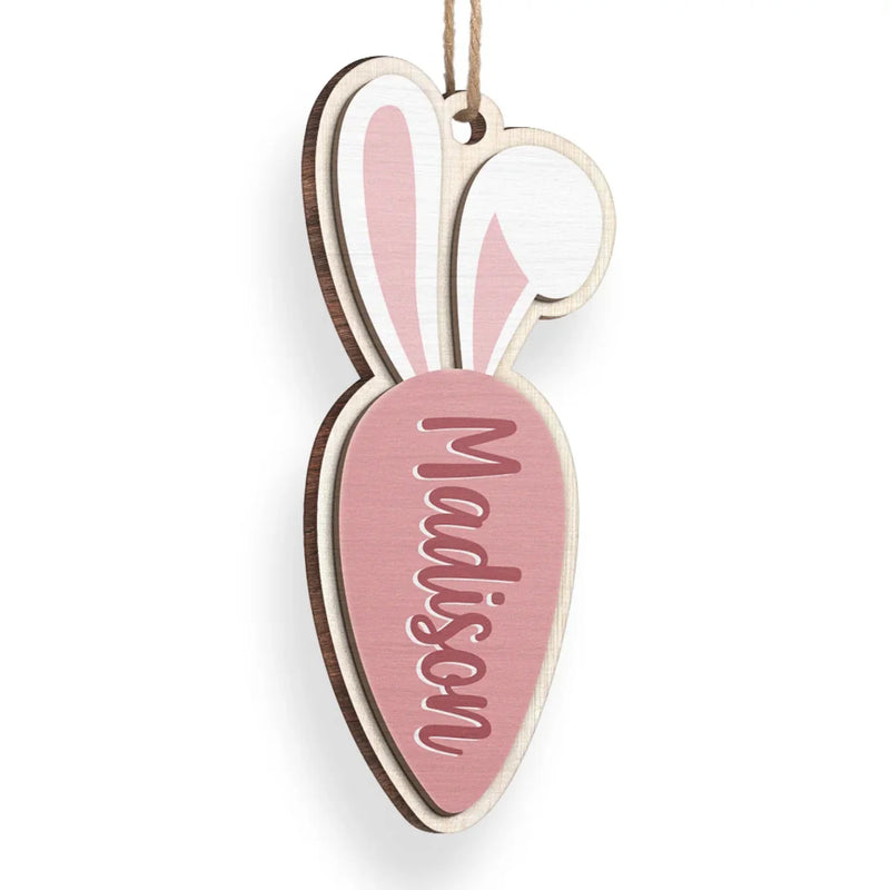 Bunny Tails And Happy Trails - Family Personalized Custom Ornament - Wood Custom Shaped - Easter Gift For Family Members