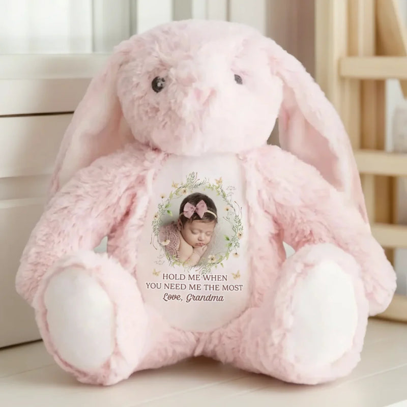 Custom Photo A Loving Hug That Lasts A Lifetime - Family Personalized Custom Easter Bunny Plush - Gift For Family Members