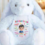 Custom Name Christian Affirmation Gifts for Kids - Personalized Bunny Plush
