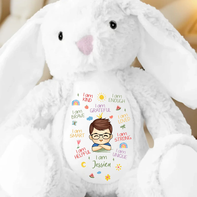 I Am Kind, I Am Loved - Family Personalized Custom Easter Bunny Plush - Gift For Family Members