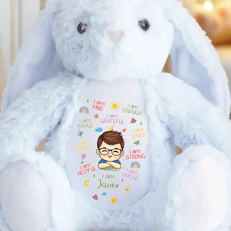 I Am Kind, I Am Loved - Family Personalized Custom Easter Bunny Plush - Gift For Family Members