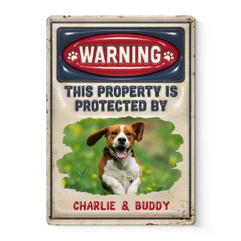 Custom Pet Photo Dog Warning Decor - Personalized Metal Sign