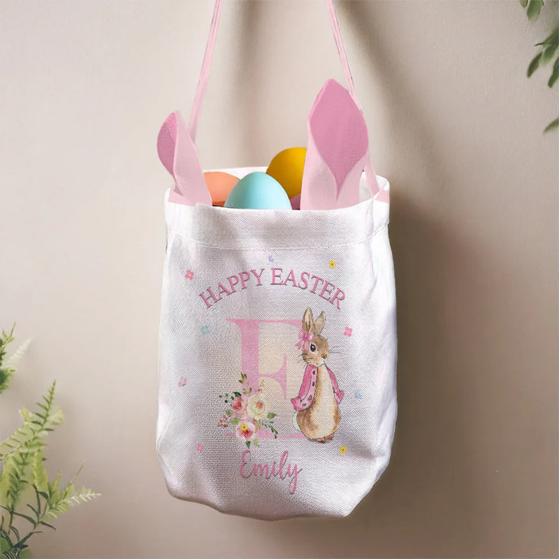 Custom Name Easter Bunny Gifts for Kids - Personalized Fabric Basket