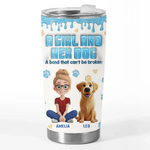 Custom Name Girl and Her Dog Gifts for Dog Lovers - Personalized Tumbler