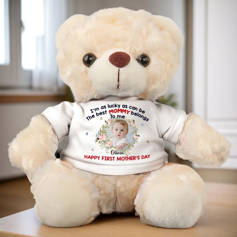Custom Photo Hoppy Together, Forever - Family Personalized Custom Teddy Bear Plush - Mother's Day, Baby Shower Gift, Gift For First Mom, Pregnancy, Newborn Baby