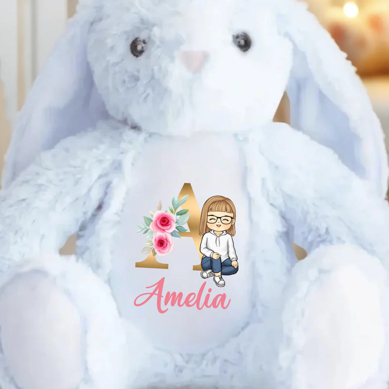 Custom Name Girl Gifts for Kids - Personalized Bunny Plush