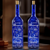 Forever Remembered, Forever Loved - Memorial Personalized Custom Blue Bottle Lamp - Sympathy Gift For Family Members