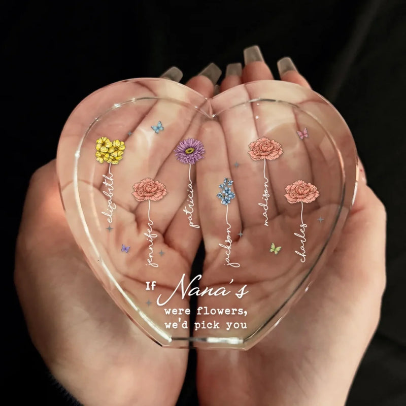 Forever Blossoming In Your Heart - Family Personalized Custom 3D Crystal Heart Shaped - Mother's Day, Gift For Mom, Grandma