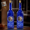 Custom Photo Forever In Our Hearts, Forever In Our Light - Memorial Personalized Custom Blue Bottle Lamp - Sympathy Gift For Family Members