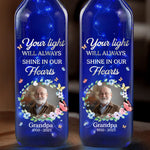 Custom Photo Memorial Grandma Decor - Personalized Blue Bottle Lamp