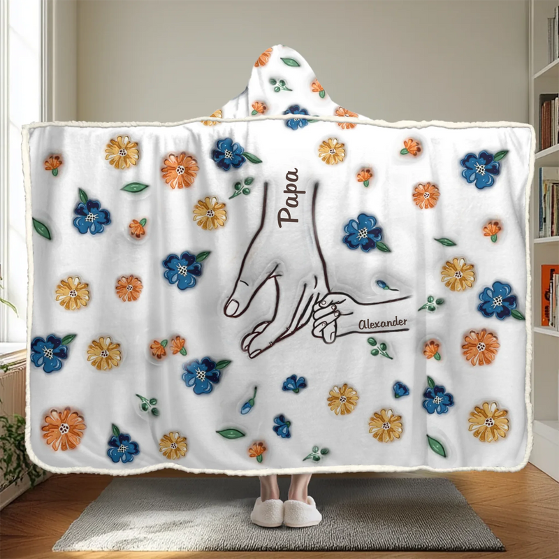 Custom Name Holding Hands Gifts for Family - Personalized Snuggle Blanket
