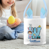 Little Bunny, Big Easter Joy - Family Personalized Custom Bunny Basket, Tote With Bunny Ears  - Easter Gift For Kids Egg Hunt, Family Members