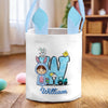 Little Bunny, Big Easter Joy - Family Personalized Custom Bunny Basket, Tote With Bunny Ears  - Easter Gift For Kids Egg Hunt, Family Members