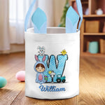 Custom Name Easter Bunny Gifts for Kids - Personalized Fabric Basket