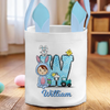 Little Bunny, Big Easter Joy - Family Personalized Custom Bunny Basket, Tote With Bunny Ears  - Easter Gift For Kids Egg Hunt, Family Members