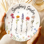 Custom Name Grandma's Garden Gifts for Grandma - Personalized Ceramic Plate
