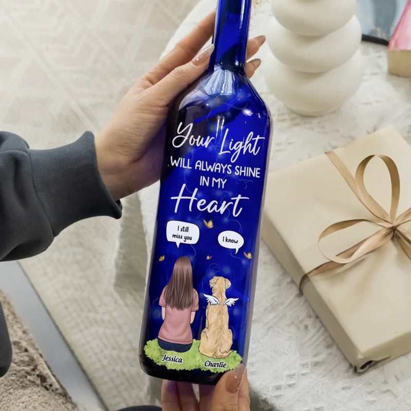 Custom Name Pet Memorial Gifts - Personalized Blue Bottle Lamp