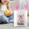 Bunny Kisses And Easter Wishes - Family Personalized Custom Bunny Basket, Tote With Bunny Ears  - Easter Gift For Kids Egg Hunt, Family Members