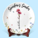 Custom Name Grandma's Garden Gifts for Grandma - Personalized Ceramic Plate