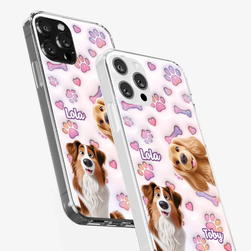 Tail Wagging Happiness - Dog Personalized Custom 3D Inflated Effect Printed Clear Phone Case - Gift For Pet Owners, Pet Lovers