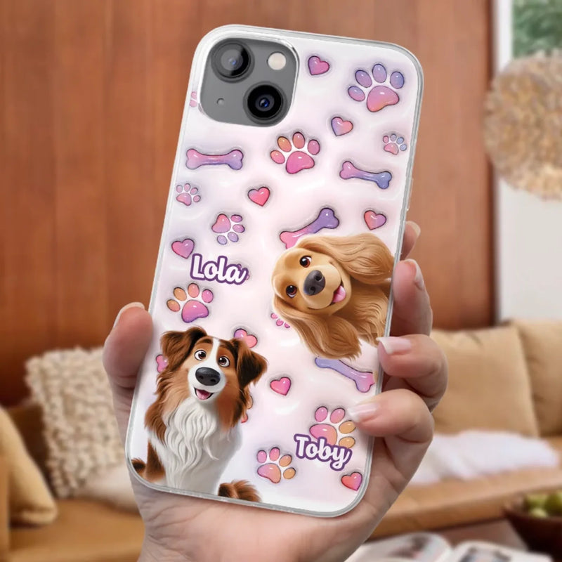 Tail Wagging Happiness - Dog Personalized Custom 3D Inflated Effect Printed Clear Phone Case - Gift For Pet Owners, Pet Lovers