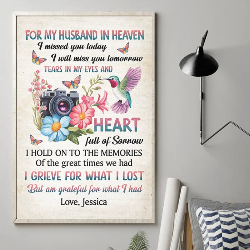 Custom Name Husband in Heaven Memorial Gifts - Personalized Poster
