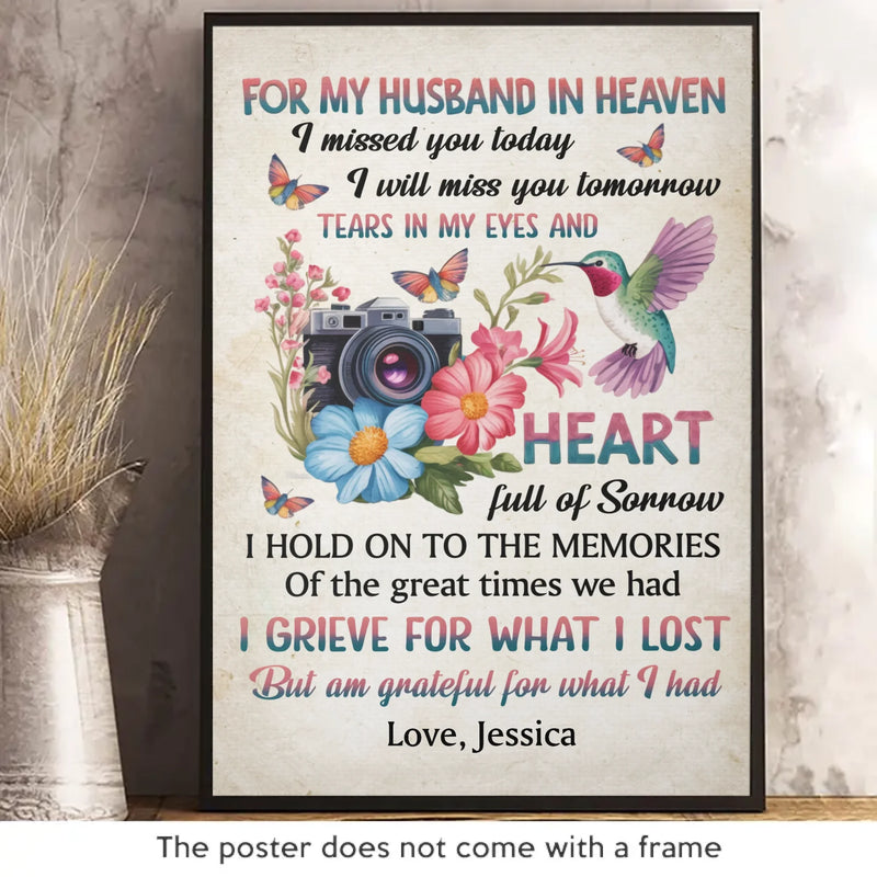 Custom Name Husband in Heaven Memorial Gifts - Personalized Poster