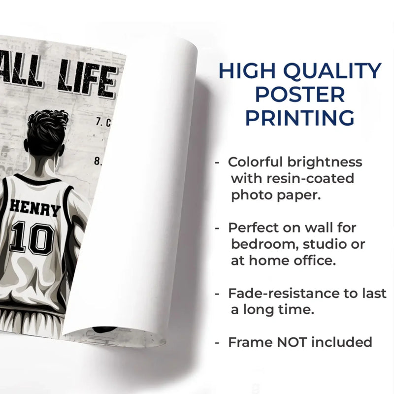 Custom Name Basketball Life Lessons Decor - Personalized Poster