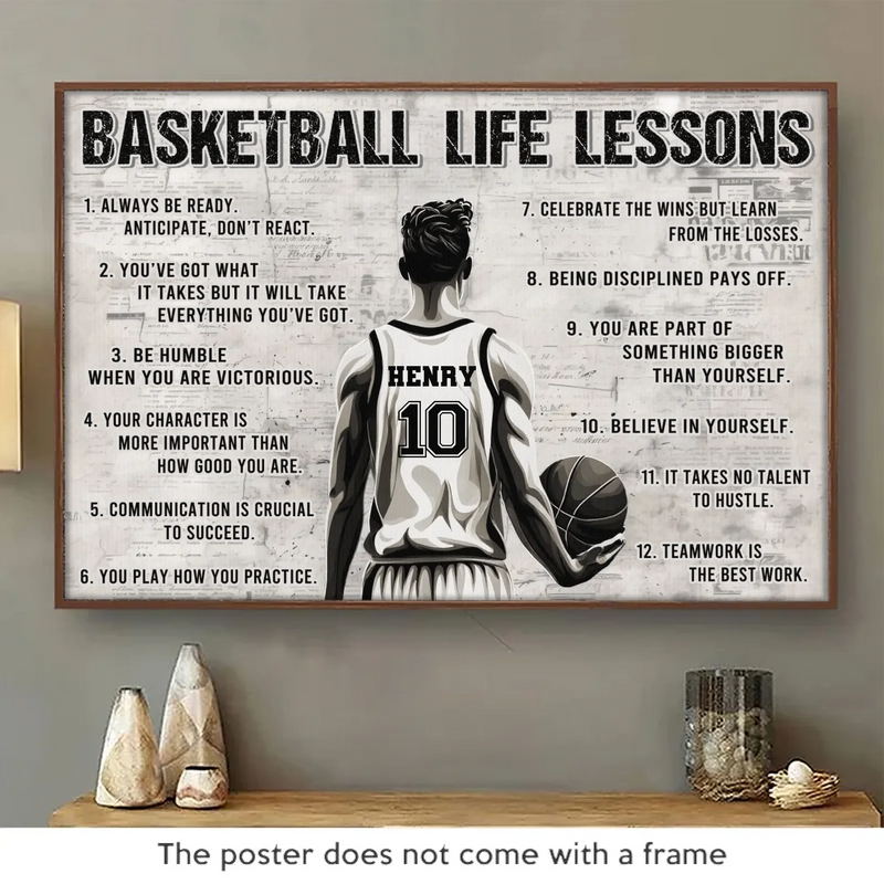 Custom Name Basketball Life Lessons Decor - Personalized Poster
