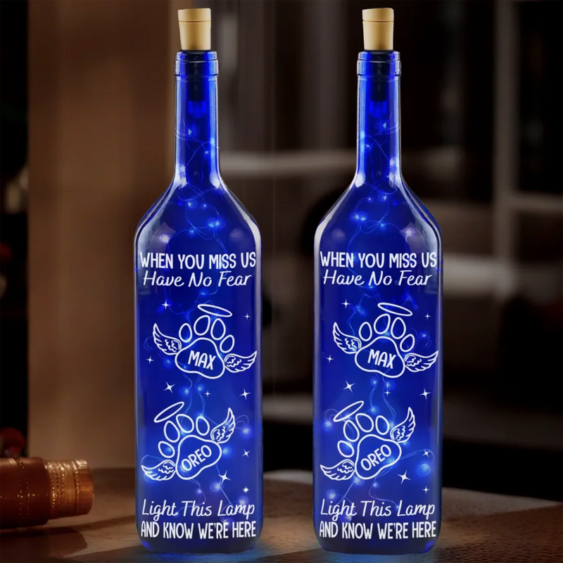 My Heart Still Whispers Your Name - Memorial Personalized Custom Blue Bottle Lamp - Sympathy Gift For Pet Owners, Pet Lovers