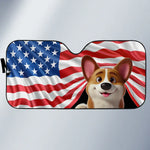 American Flag Corgi Car Decor - Auto Sunshade