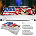 American Flag Corgi Car Decor - Auto Sunshade