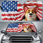 American Flag Corgi Car Decor - Auto Sunshade