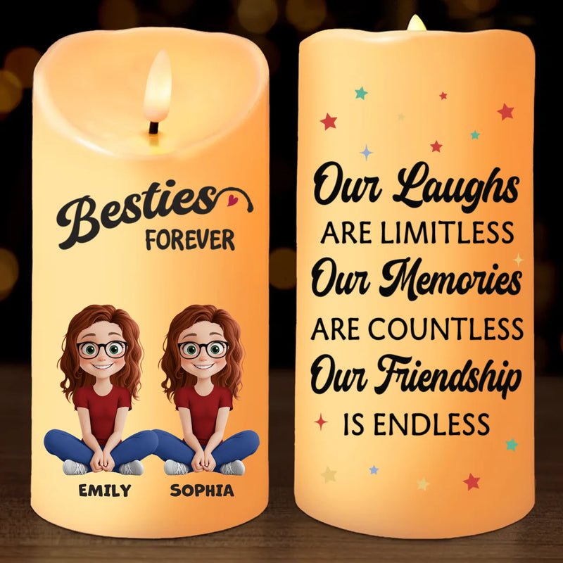 Real Friends, Real Love, Real Laughs - Bestie Personalized Custom LED Candle - Gift For Best Friends, BFF, Sisters