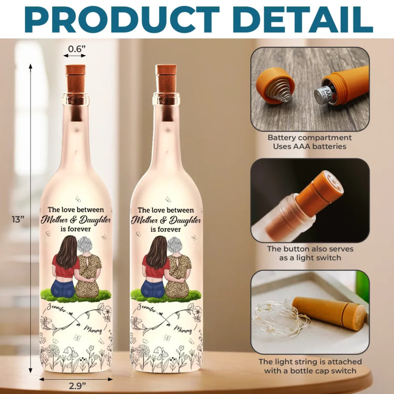 A Mother And Daughter’s Love Is Eternal - Family Personalized Custom Bottle Lamp - Mother's Day, Gift For Mom, Daughter