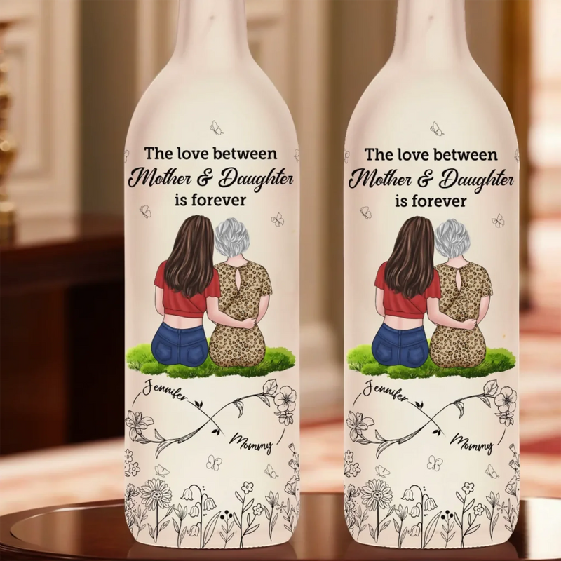 A Mother And Daughter’s Love Is Eternal - Family Personalized Custom Bottle Lamp - Mother's Day, Gift For Mom, Daughter