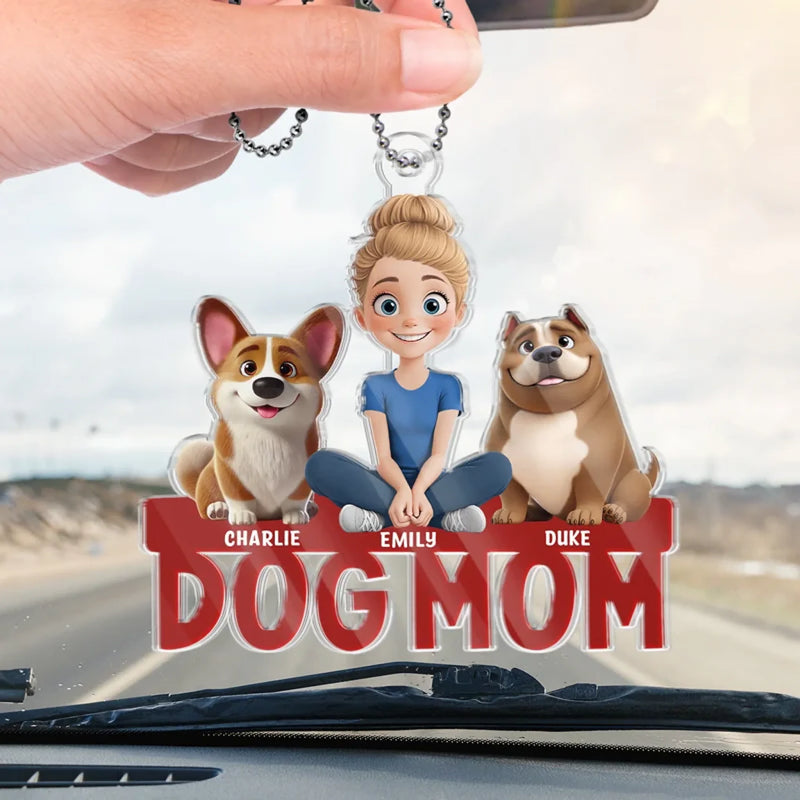 Custom Name Dog Mom Gifts for Dog Lovers - Personalized Car Ornament