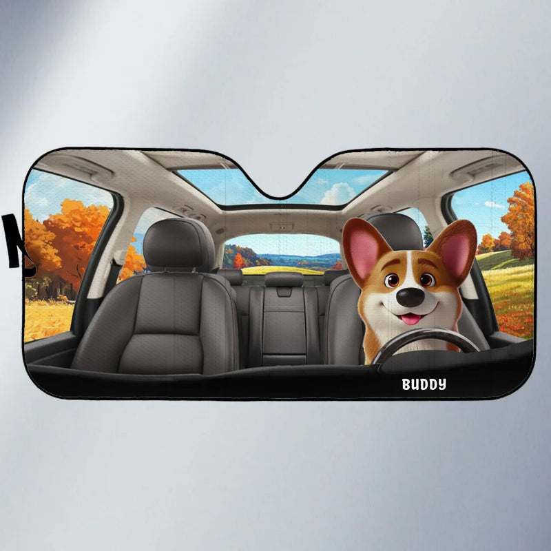 Custom Name Pet Car Ride Gifts for Pet Lovers - Personalized Auto Sunshade