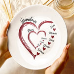 Custom Name Family Heart Gifts for Grandma - Personalized Ceramic Plate