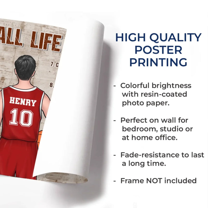 Basketball Life Lessons Inspirational Sports Wall Decor - Poster