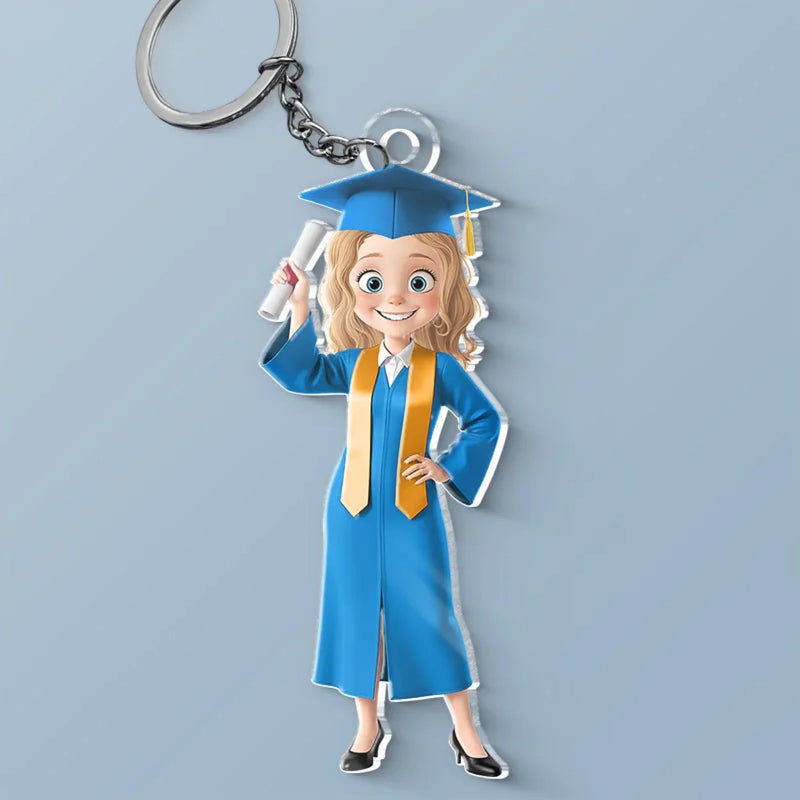A Journey Completed, A New One Begins - Family Personalized Custom Shaped Acrylic Keychain - Graduation Gift For Family Members, Siblings, Brothers, Sisters