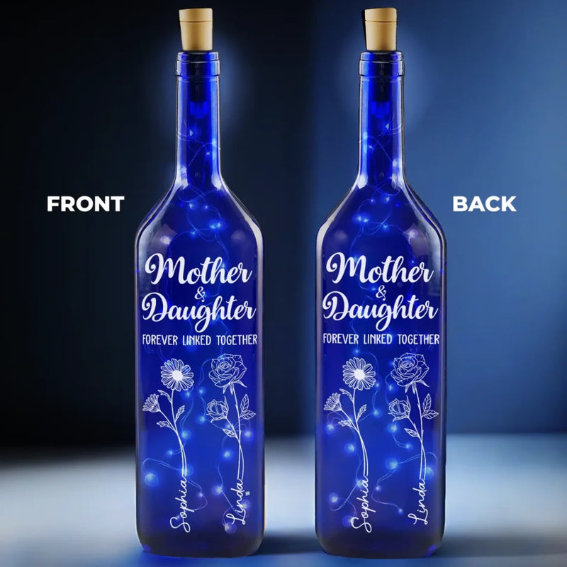 Custom Name Mother Daughter Gifts - Personalized Blue Bottle Lamp