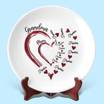 Custom Name Family Heart Gifts for Grandma - Personalized Ceramic Plate
