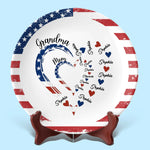 Custom Name Patriotic Family Heart Gifts for Grandma - Personalized Ceramic Plate