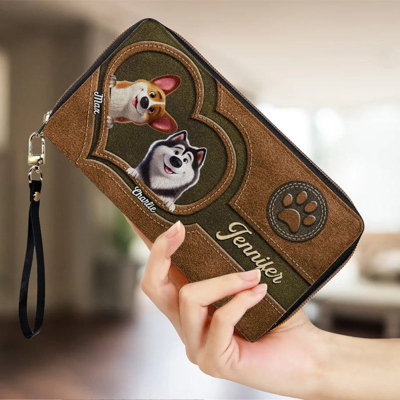 Custom Pet Photo Dog Lover Gifts - Personalized Leather Long Wallet