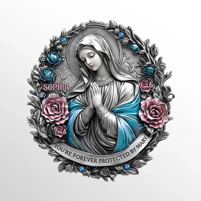 Custom Name Virgin Mary Protection Gifts - Personalized Car Visor Clip