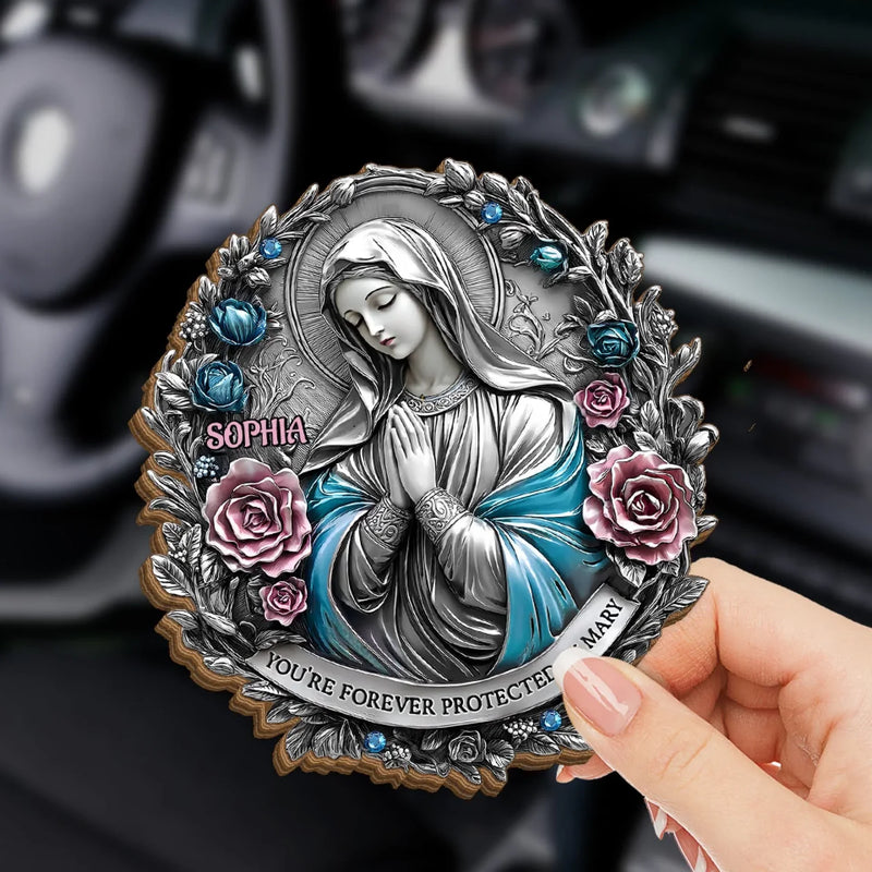 Custom Name Virgin Mary Protection Gifts - Personalized Car Visor Clip