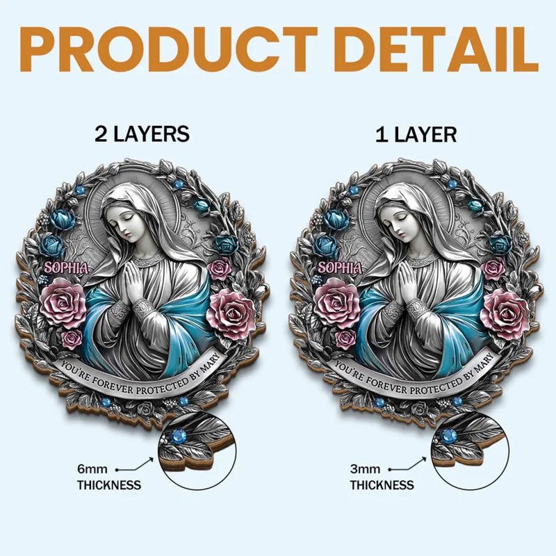 Custom Name Virgin Mary Protection Gifts - Personalized Car Visor Clip