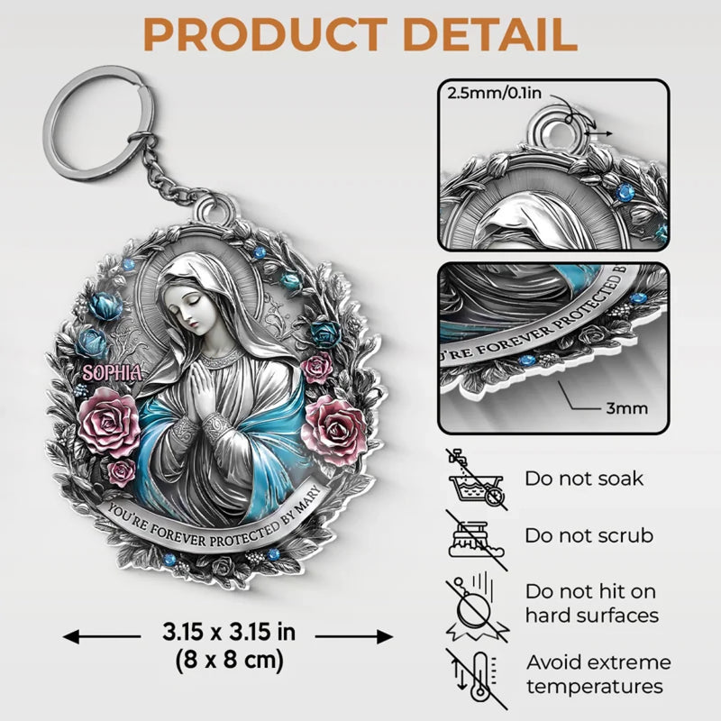 Custom Name Virgin Mary Protection Gifts - Personalized Acrylic Keychain