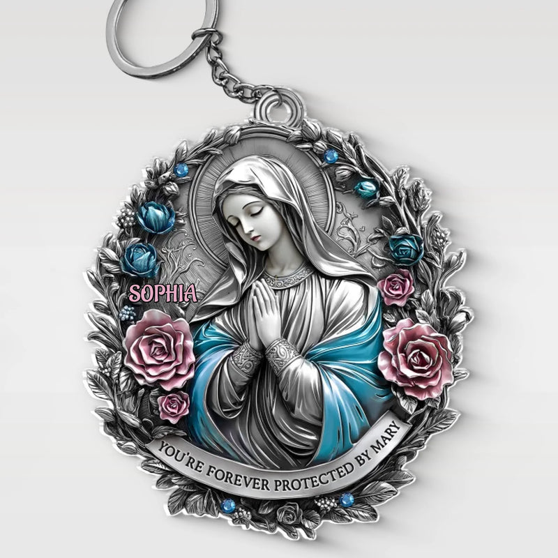 Custom Name Virgin Mary Protection Gifts - Personalized Acrylic Keychain